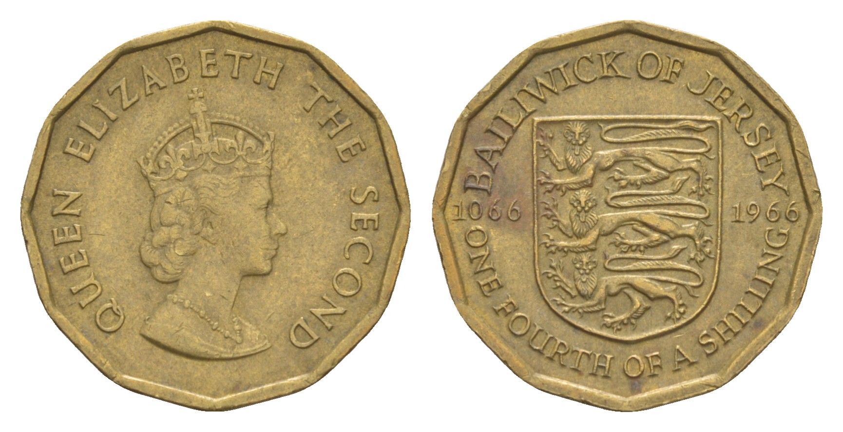 Джерси 1/4 шиллинга 1966 900 лет битве при Гастингсе KM 27 никель латунь 4656-1046