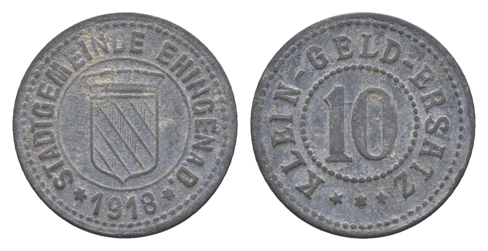 Эхинген (Эинген) 10 пфеннигов 1918 Funck 110.1, Men05 6164.1, Men18 7742.1 цинк 4448-846