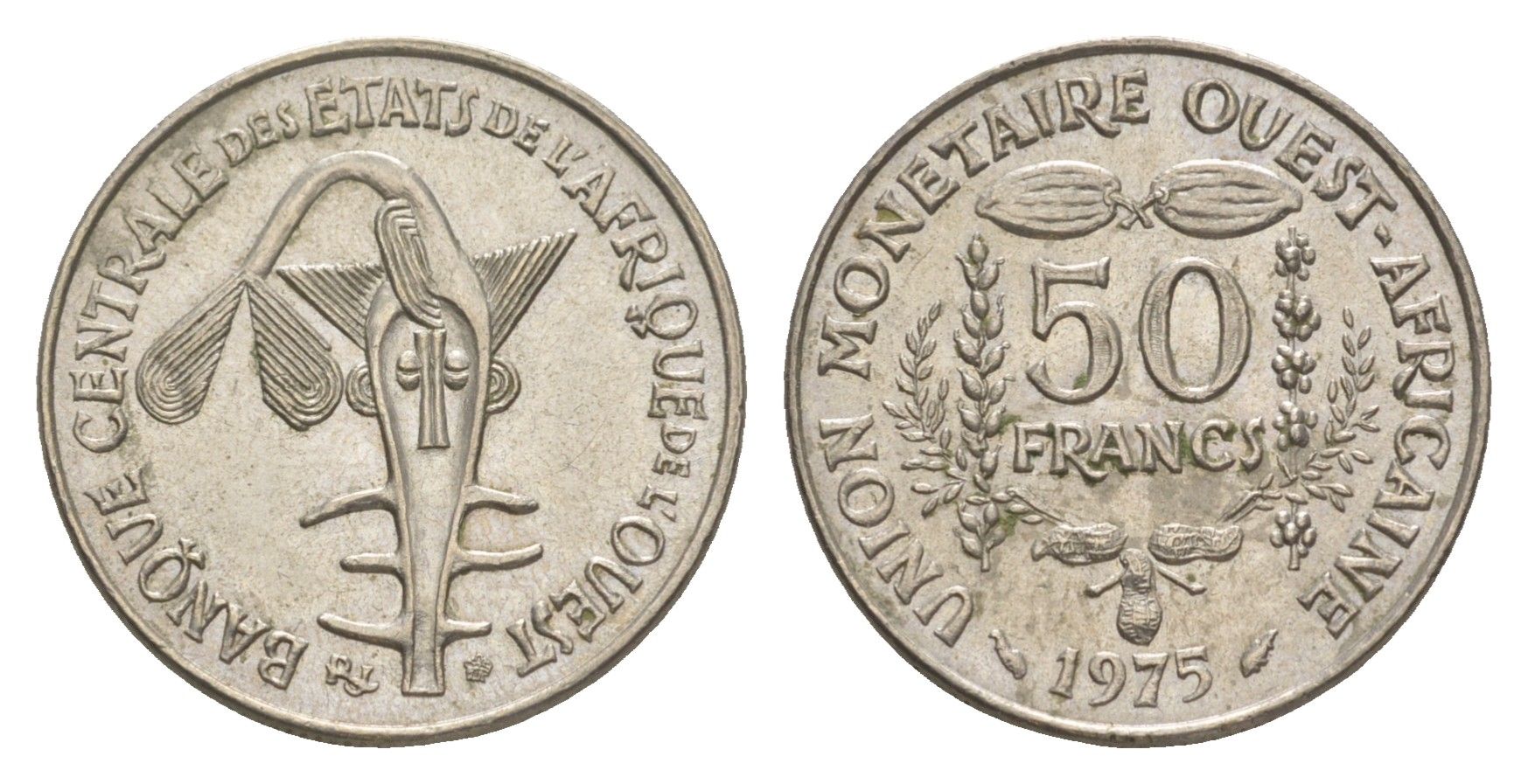 Западная Африка (BCEAO) 50 франков 1975 KM 6 медно-никель aUNC 4611-258