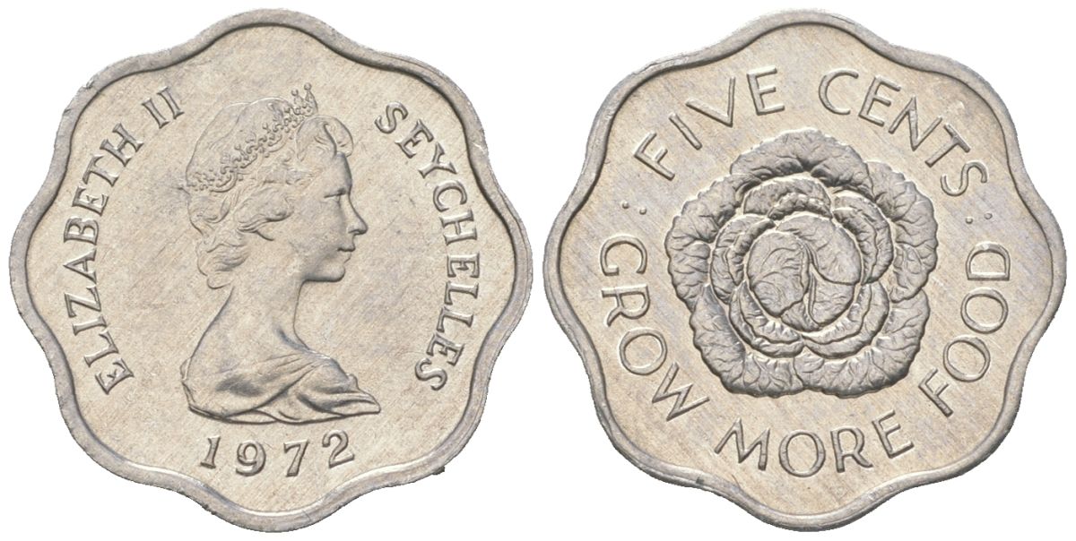 Сейшельские острова 5 центов 1972 FAO, цветок, Елизавета II (1952-2022) KM 18 алюминий UNC 4528-435