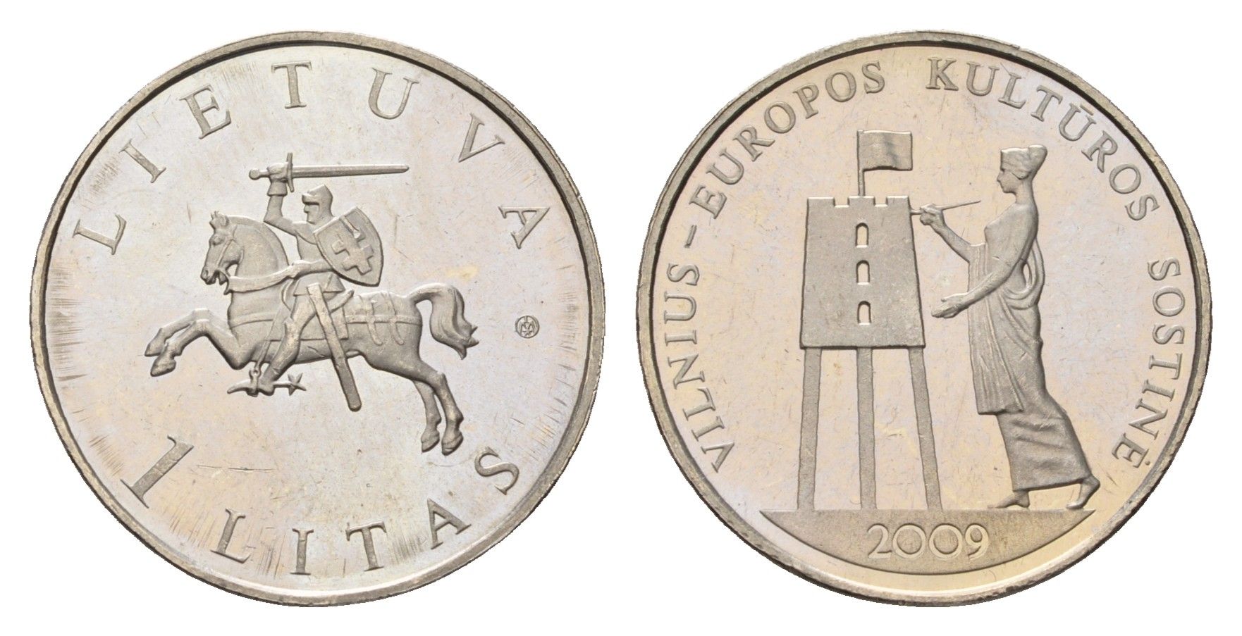 Литва 1 лит 2009 Вильнюс – культурная столица Европы KM 162 медно-никель UNC 4695-357