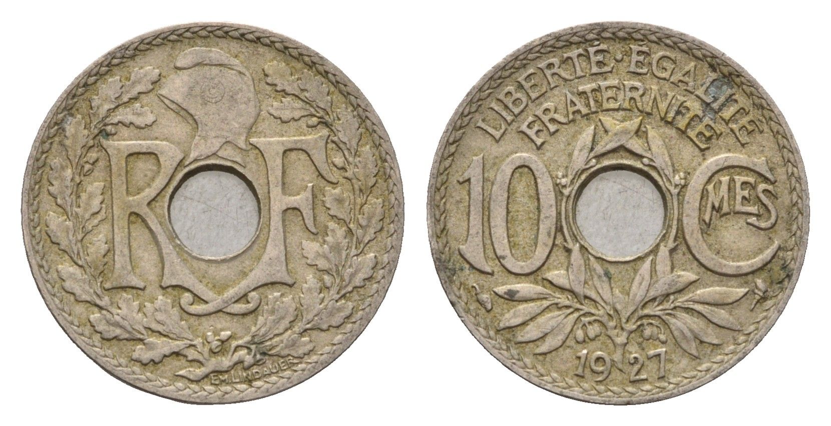 Франция 10 сантимов 1927 KM 866a, Le Franc 138.3 медно-никель 4651-918