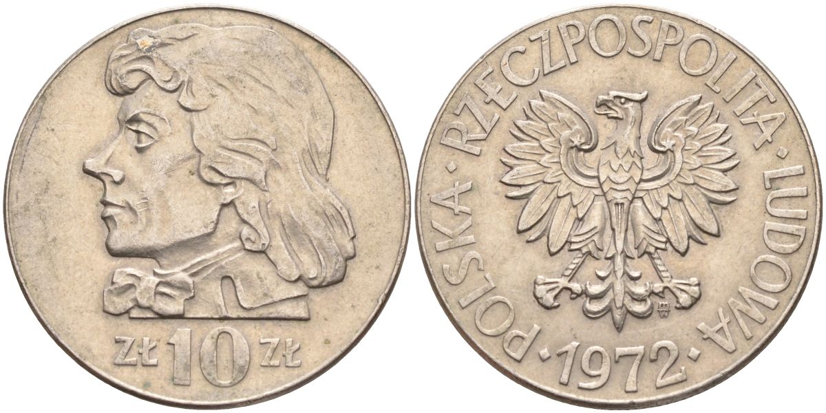 Польша 10 злотых 1972 Тадеуш Костюшко Y 50a медно-никель 4517-745