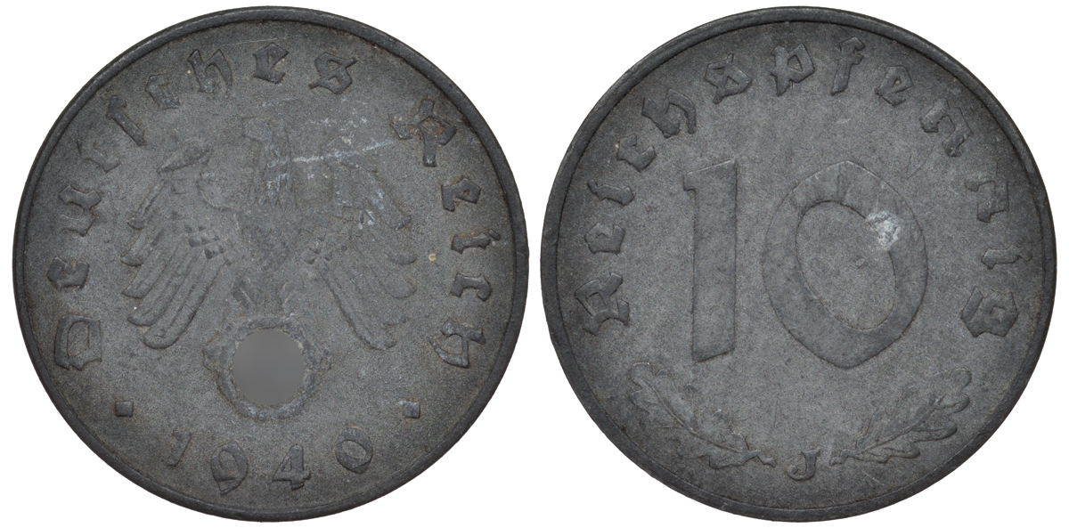 Германия 10 рейхспфеннигов 1940 J KM 101, J.371 цинк 4519-721