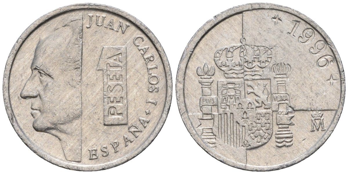 Испания 1 песета 1996 M, Хуан Карлос I (1975-2014) KM 832 алюминий 4602-1162