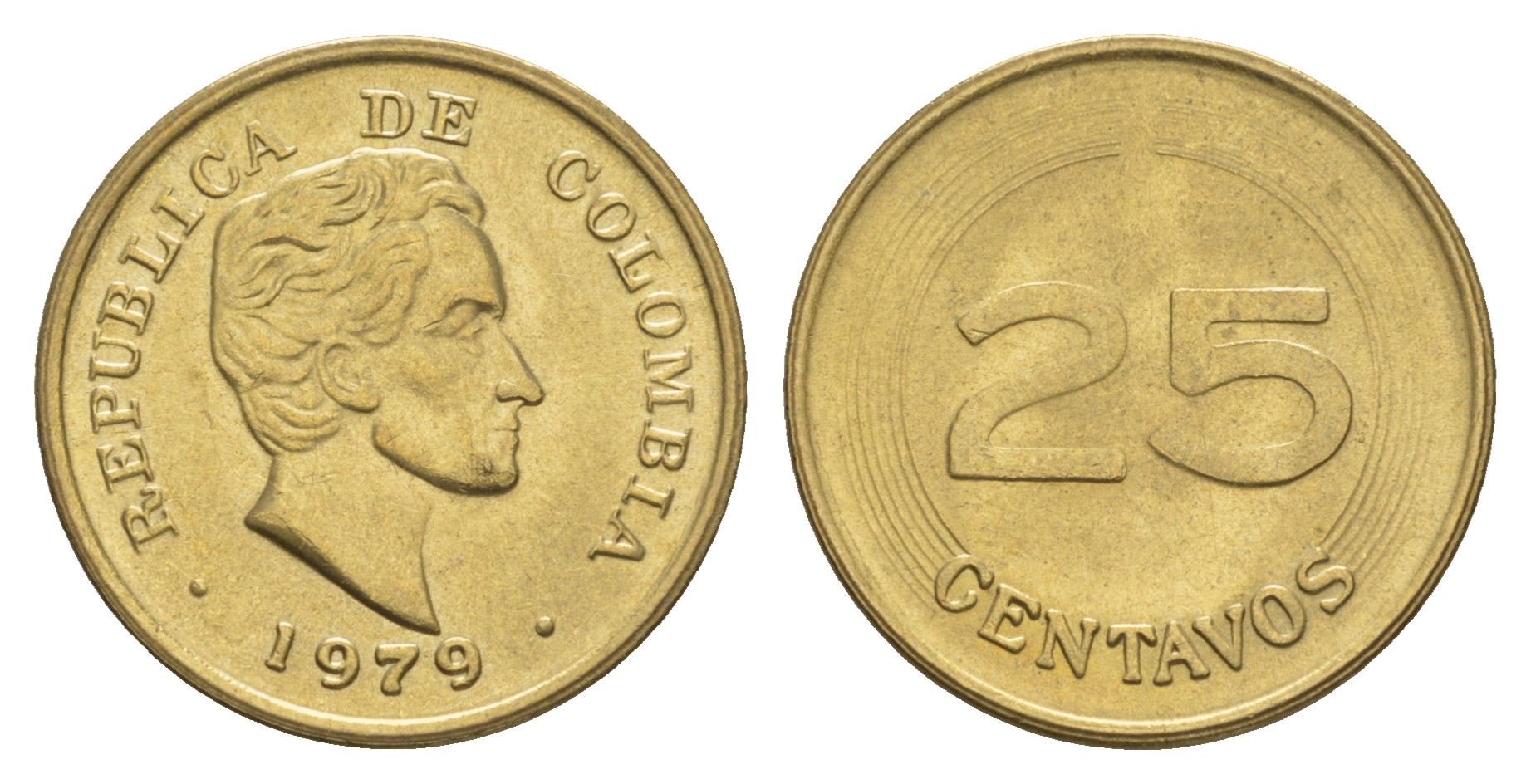 Колумбия 25 сентаво 1979 год-тип KM 267 алюминиевая бронза UNC 4656-1014