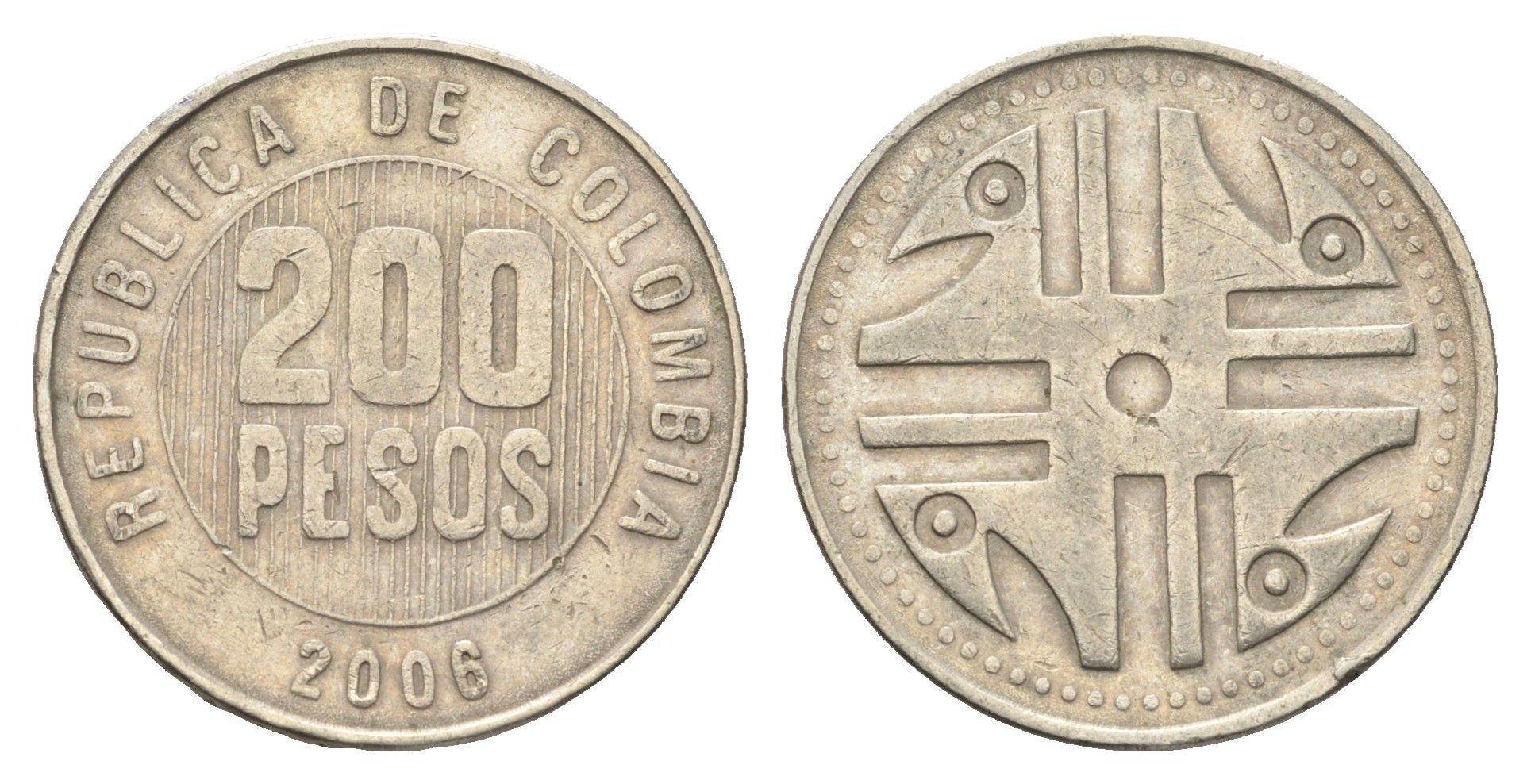 Колумбия 200 песо 2006 KM 287 медь цинк никель 4663-811