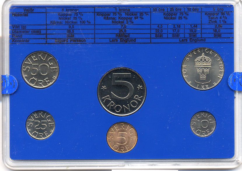 Швеция набор монетного двора из 6 монет 1979 в пластике Карл XVI Густав (1973- ) KM MS11 UNC 4-3-6-98