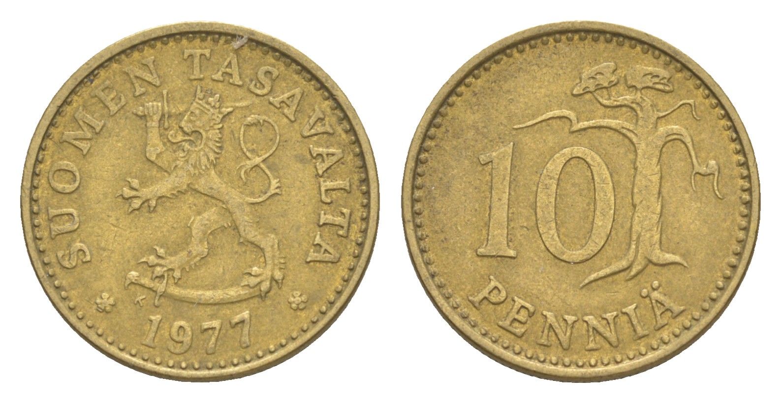 Финляндия 10 пенни 1977 KM 46 алюминиевая бронза 4647-337