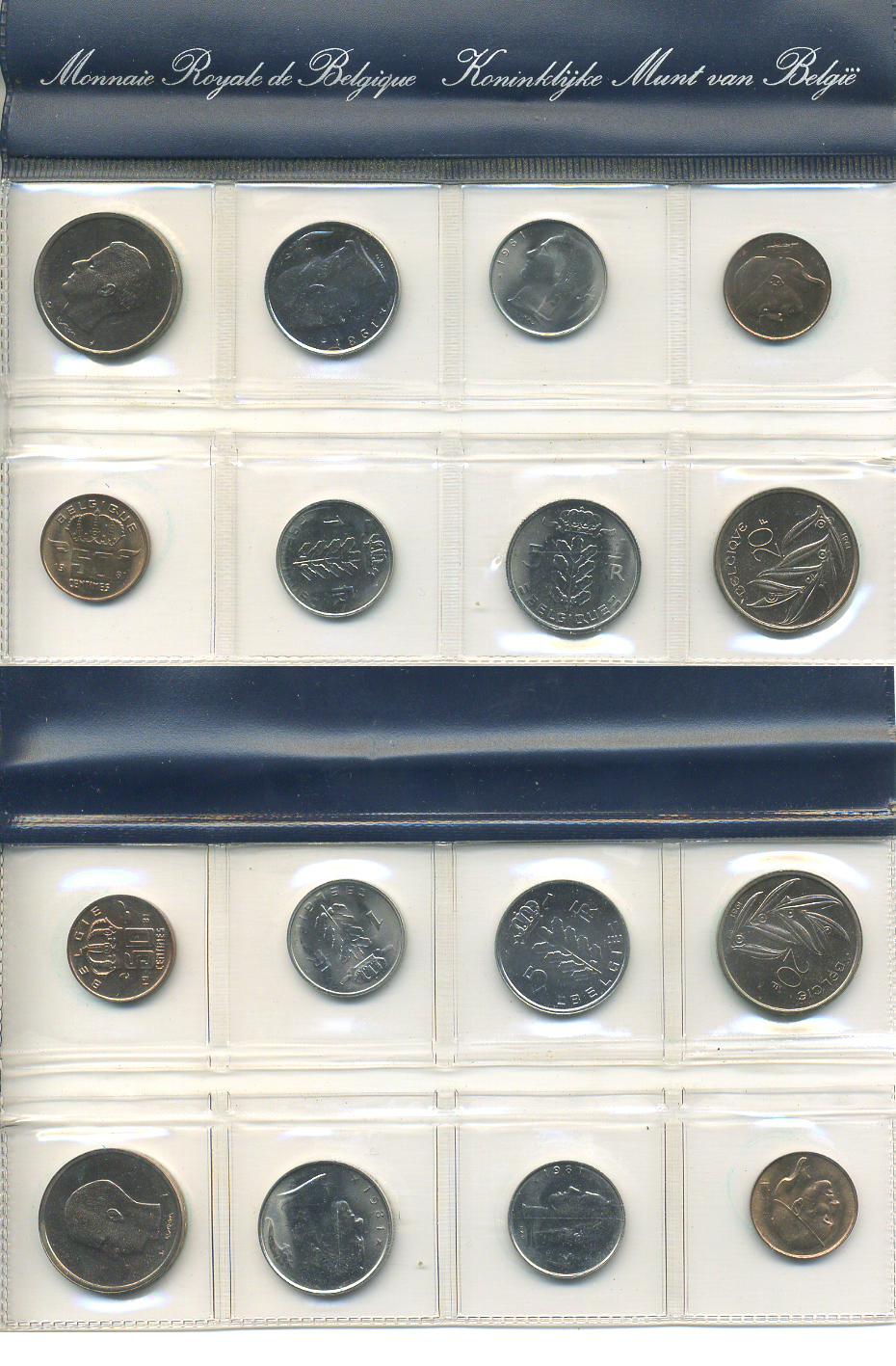 Бельгия набор из 8 монет 1981 Belgie-Belgique, в запайке KM SS 17 UNC 7-4-1-18