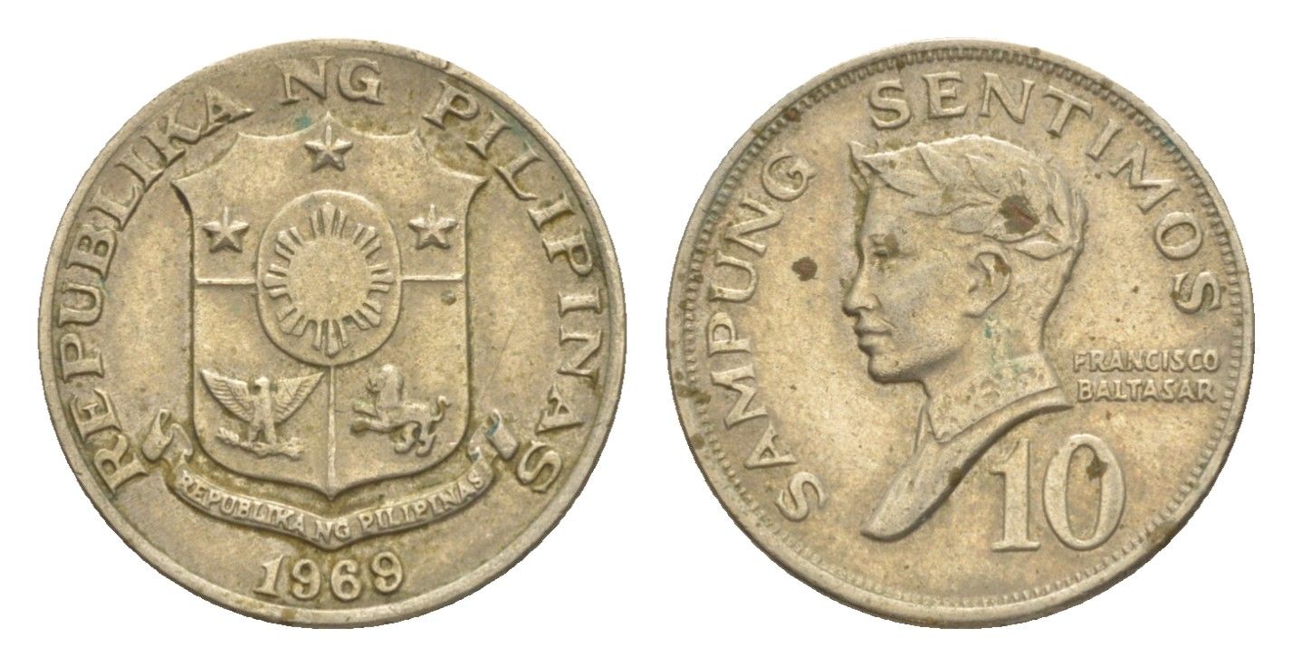 Филиппины 10 сентаво 1969 KM 198 медно-никель 4636-335