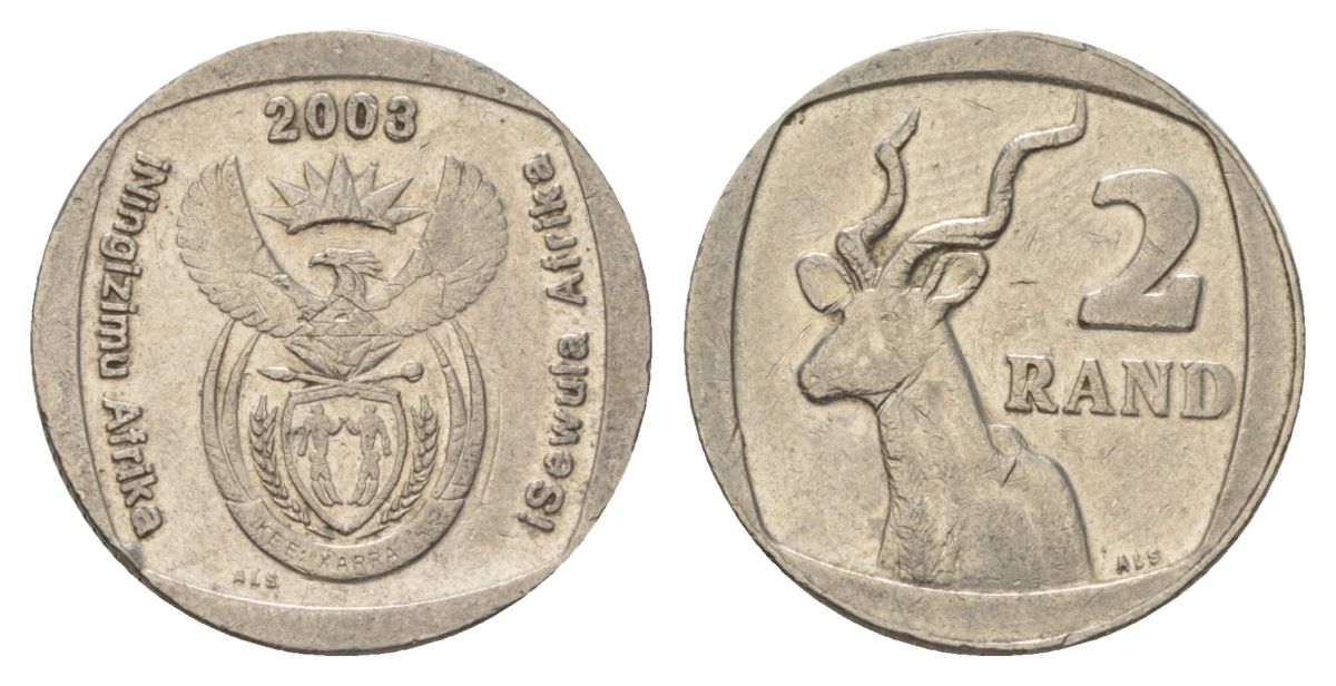 ЮАР 2 ранда 2003 KM 335 медь плакированная никелем 4626-1237