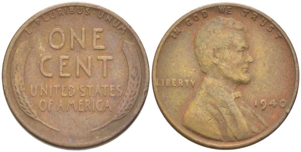 США 1 ЦЕНТ 1940 ЛИНКОЛЬН KM 132 бронза 218-815