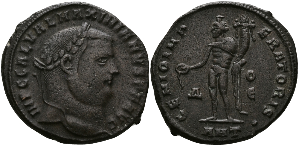 Римская Империя нуммий 309 Галерий GENIO IMPERATORIS Антиохия Good Very fine RIC 112a (var) бронза 1073-10-24