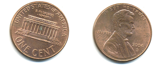 США 1 ЦЕНТ 2004 D ЛИНКОЛЬН KM 201b цинк плакированный медью 86-455