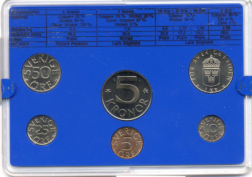 Швеция набор монетного двора из 6 монет 1979 в пластике Карл XVI Густав (1973- ) KM MS11 UNC 4-3-6-102