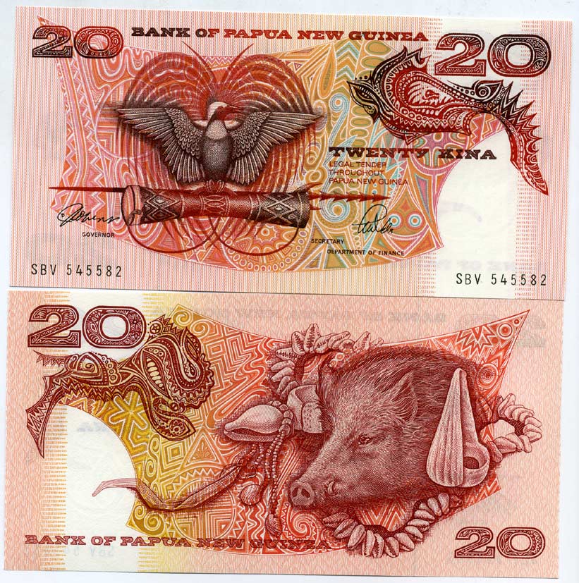 Папуа-Новая Гвинея 20 Кина 1989-1992 Pick 10 a бумага UNC (пресс) 449-18-2
