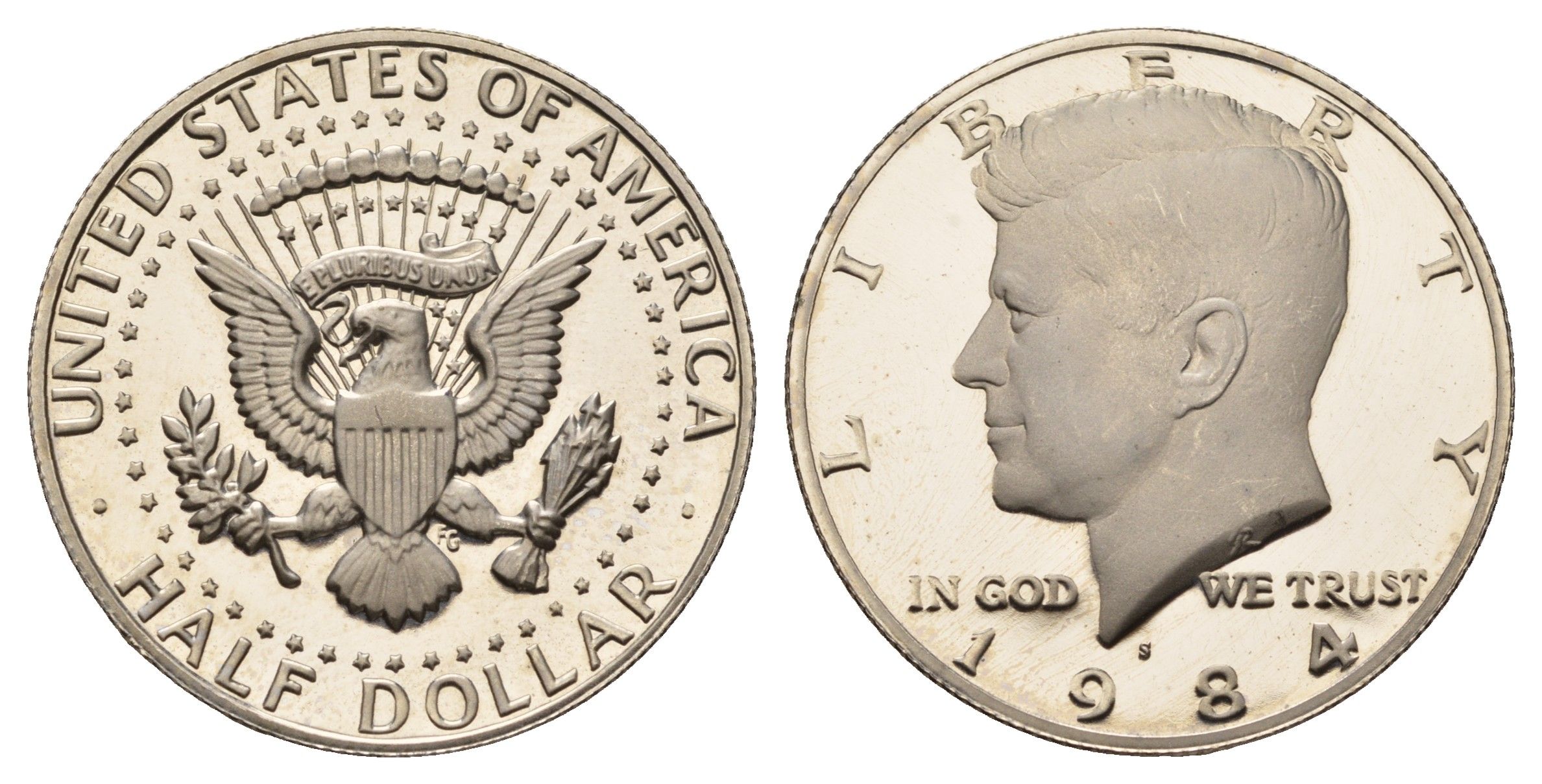 США 1/2 доллара (50 центов) 1984 S, Джон Кеннеди KM A202b медь плакированная медно-никелем PROOF 1522-641