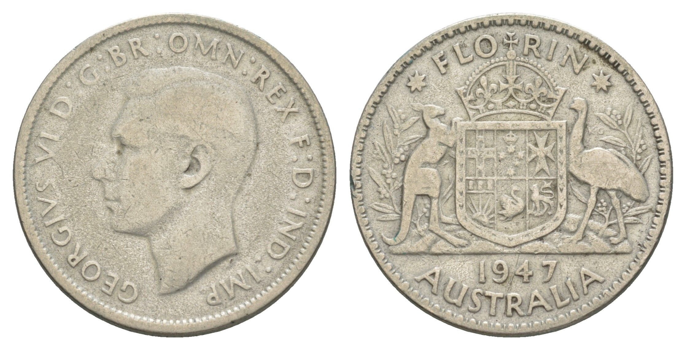 Австралия 1 флорин = 2 шиллинга 1947 Георг VI (1936-1952) KM 40a серебро 4631-1142
