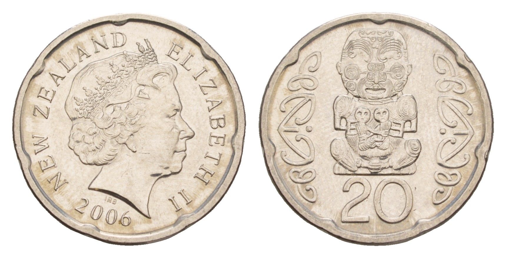 Новая Зеландия 20 центов 2006 Елизавета II (1952-2022), идол Пукаки KM 118a сталь плакированная никелем UNC 4649-216