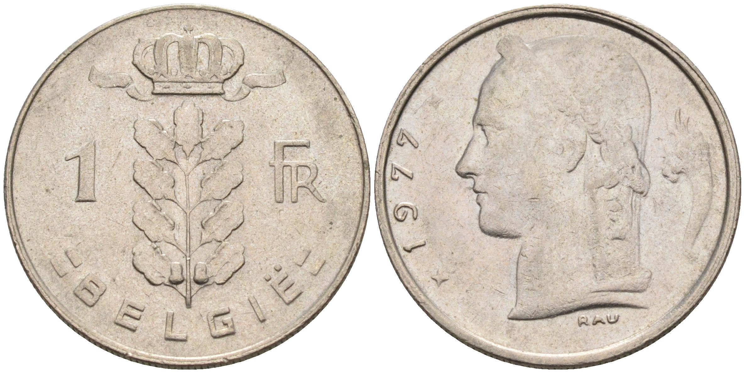 Бельгия 1 франк 1977 Belgie KM 143.1 медно-никель    4592-1237