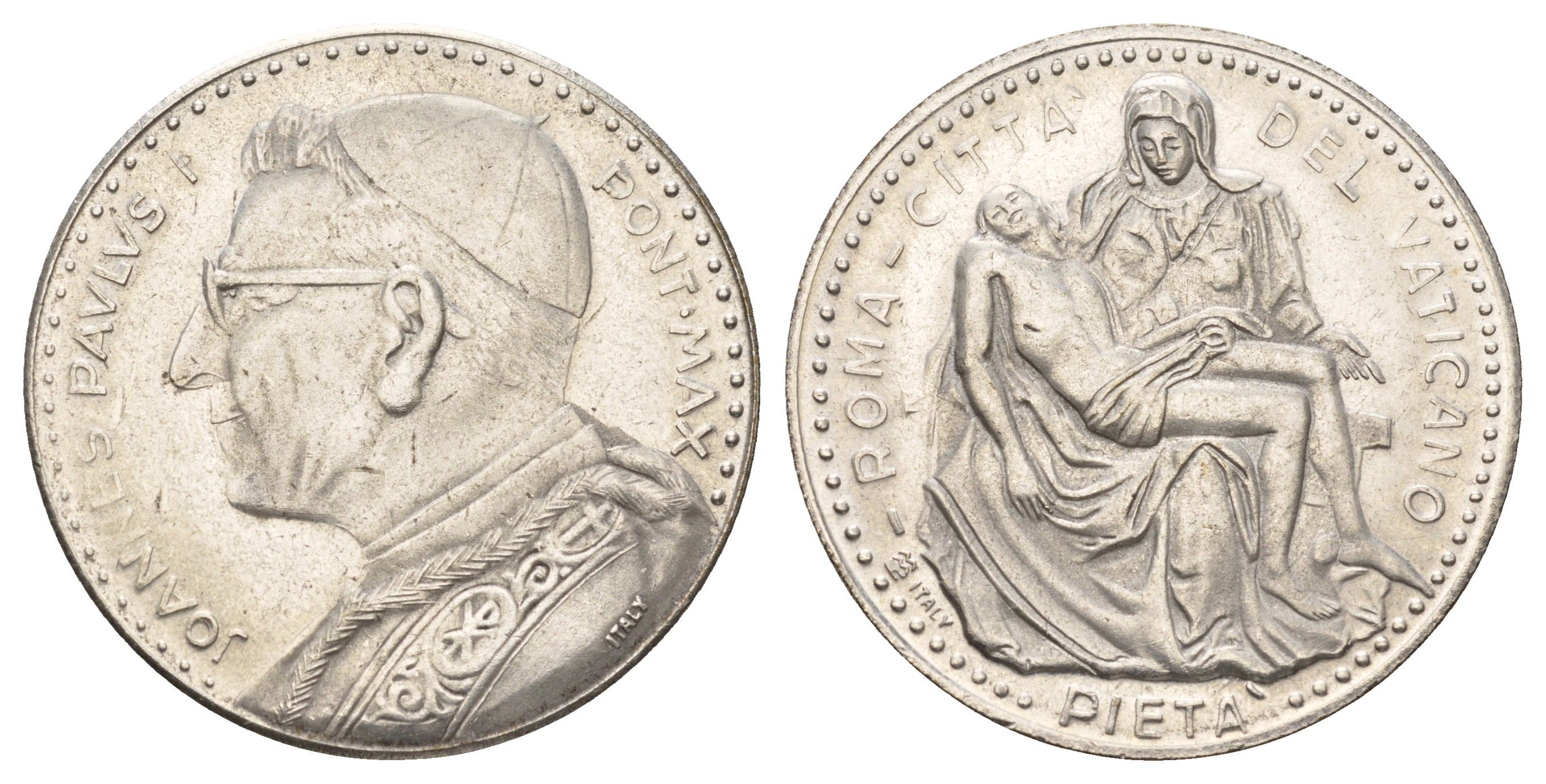 Ватикан медаль в честь избрание папой римским Иоанна Павла I ND (1978) Иоанн Павел I, Пьета Микеланджело, диаметр 35 мм, вес 15,7 гр бронза плакированная серебро 4667-1122