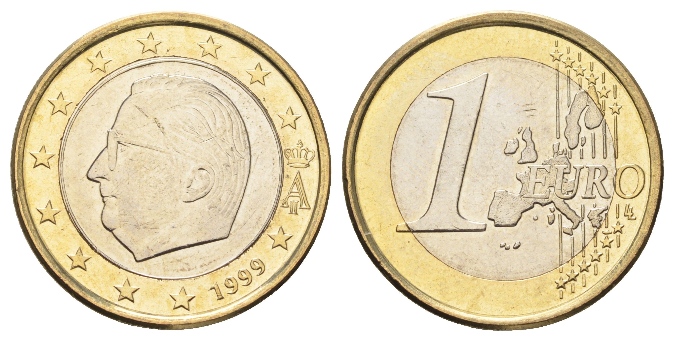 Бельгия 1 евро 1999 Альберт II (1993-2013) KM 230 биметалл UNC 4654-653