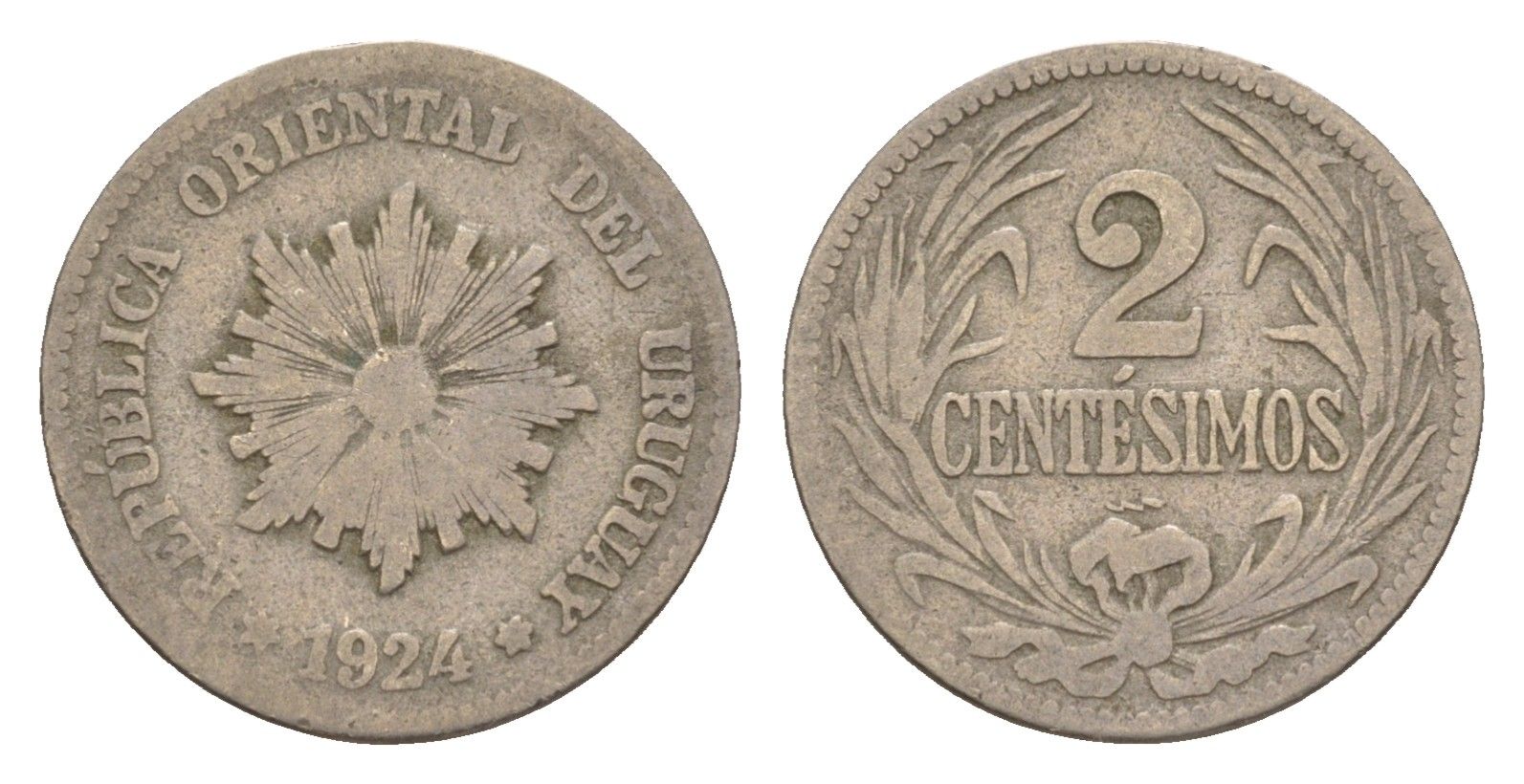 Уругвай 2 сентесимо 1924 KM 20 медно-никель 4649-753