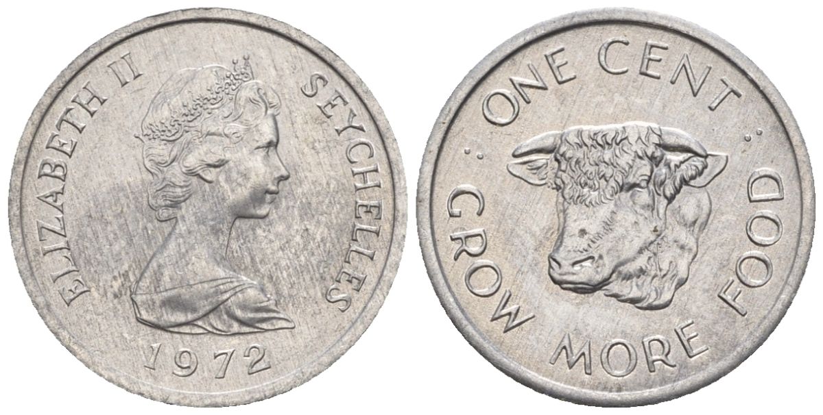 Сейшельские острова 1 цент 1972 FAO KM 17 алюминий  aUNC  4609-868