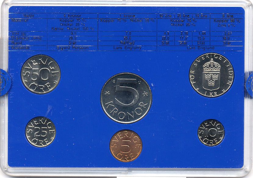 Швеция набор монетного двора из 6 монет 1983 в пластике, Карл XVI Густав (1973- ) KM MS27 UNC 5-4-2-74