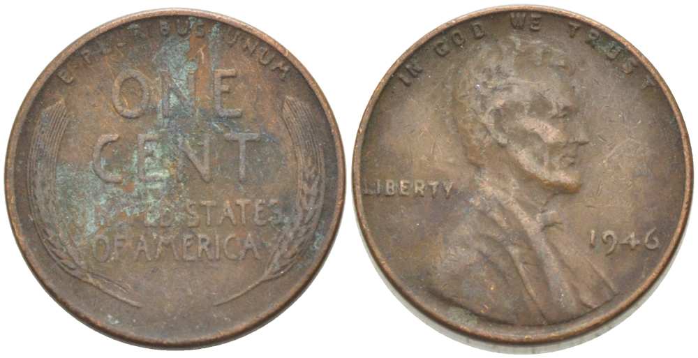 США 1 ЦЕНТ 1946 ЛИНКОЛЬН KM А132 медь цинк 218-944