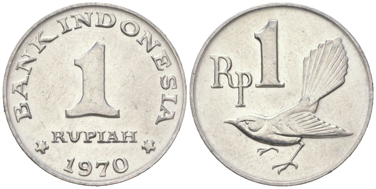 Индонезия 1 рупия 1970 птичка KM 20 алюминий aUNC 4189-713
