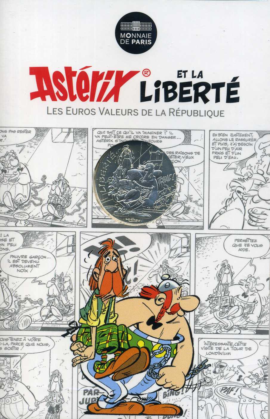 Франция 10 евро 2015 серия Астерикс и свобода, Обеликс бежит из тюрьмы, в оригинальном буклете KM NEW серебро UNC 1-4-3-13