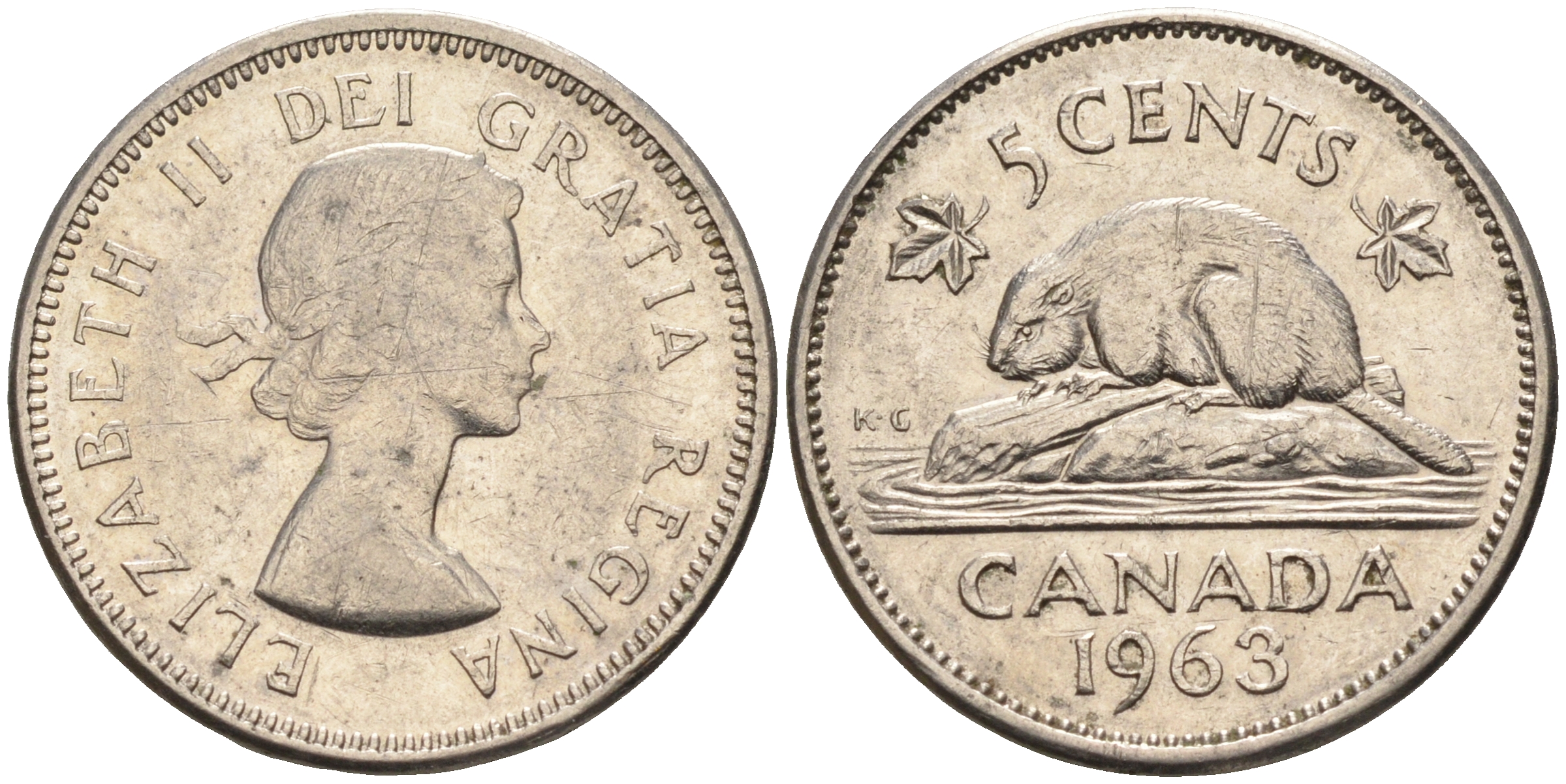 Канада 5 центов 1963 Елизавета II, бобер KM 57 никель    4148-1221