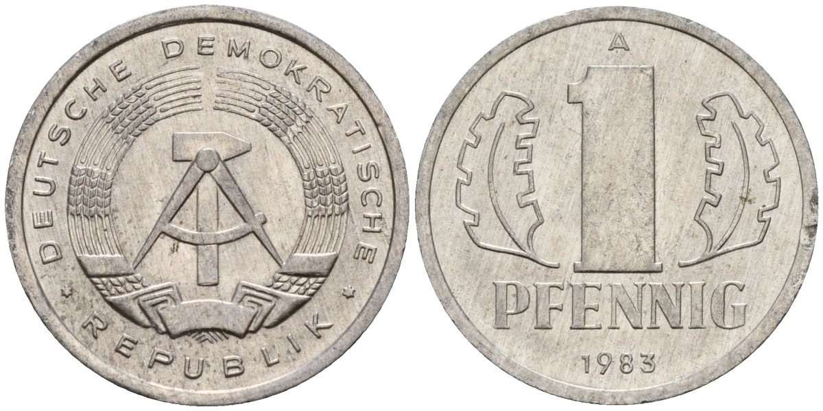 ГДР 1 пфенниг 1983 A KM 8.2 алюминий 188-926