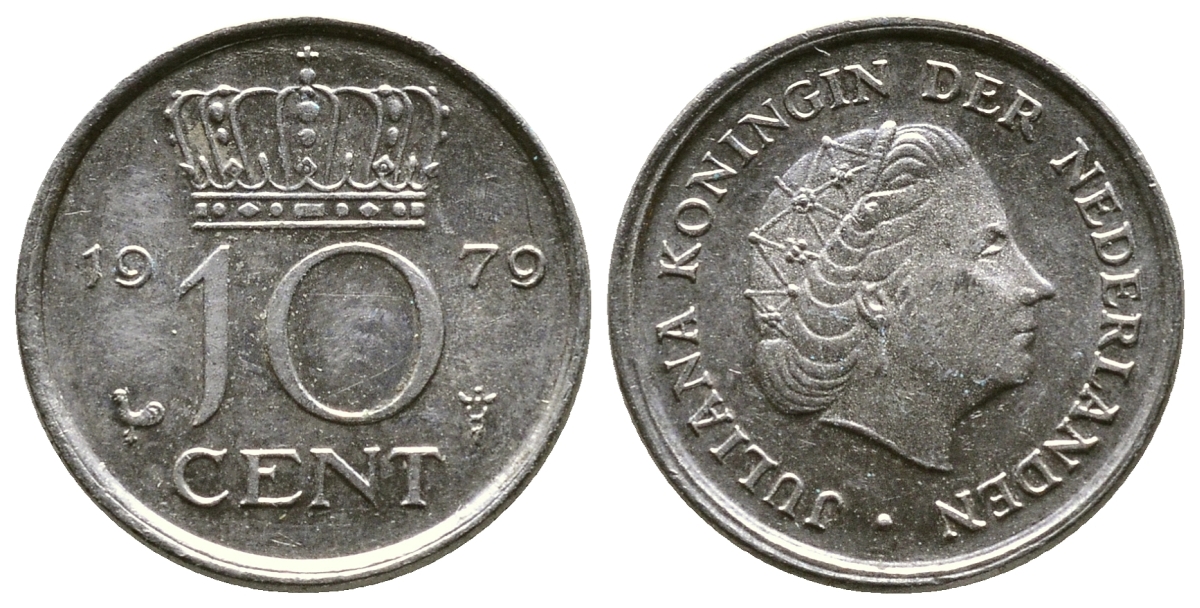 НИДЕРЛАНДЫ 10 ЦЕНТОВ 1979 ЮЛИАНА KM 182 никель 4110-1731