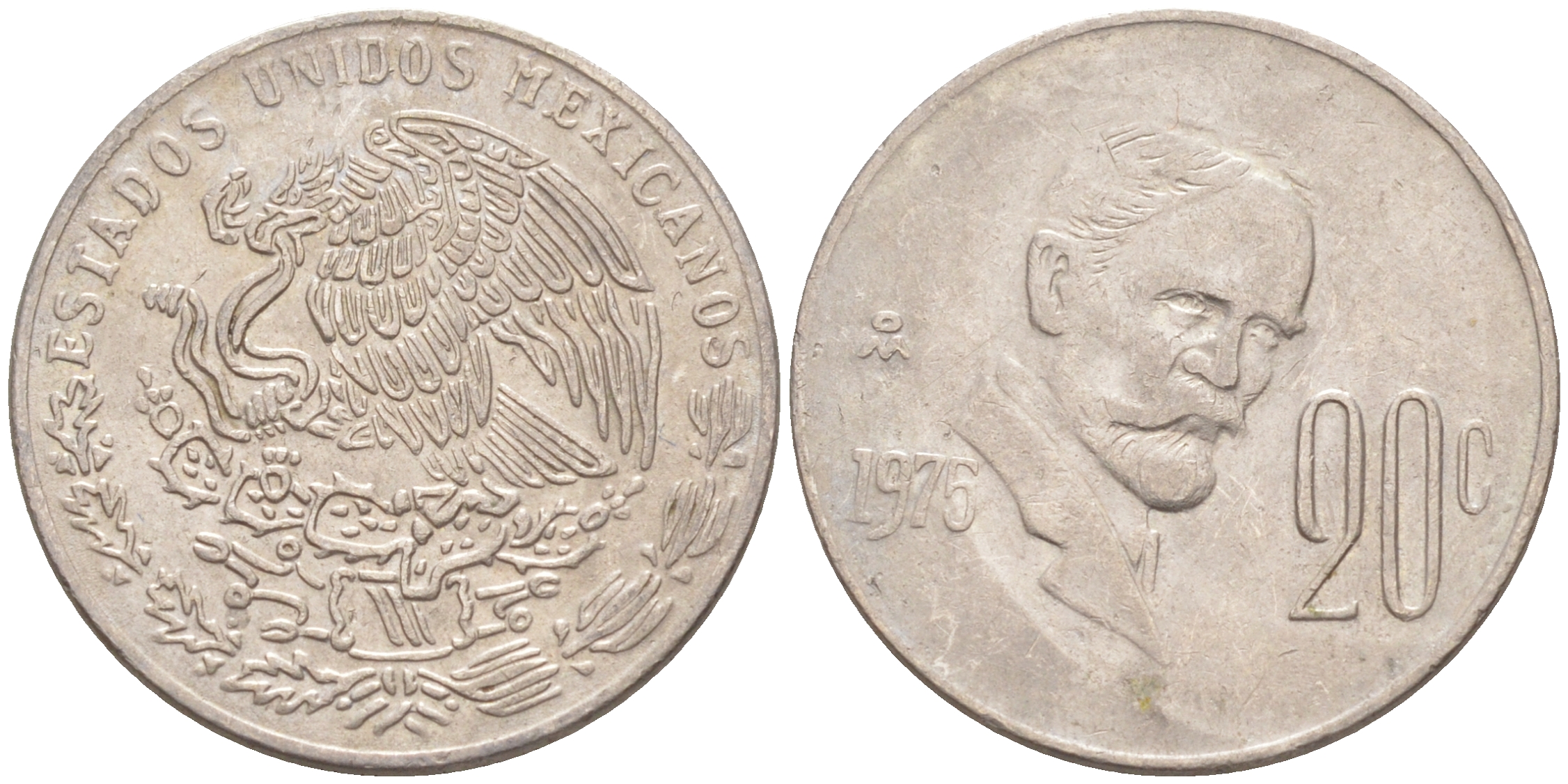 Мексика 20 сентаво 1975 Франциско Индалеси KM 442 медно-никель 4541-442