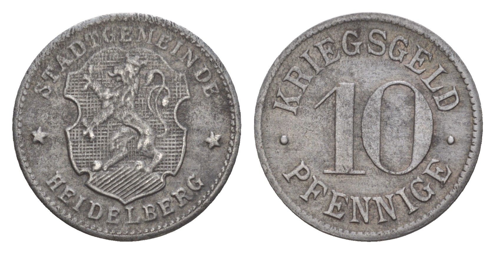 Гейдельберг 10 пфеннигов ND (1919-1920) Funck 203.3, Men05 11175.1, Men18 14006.1 железо 4643-928