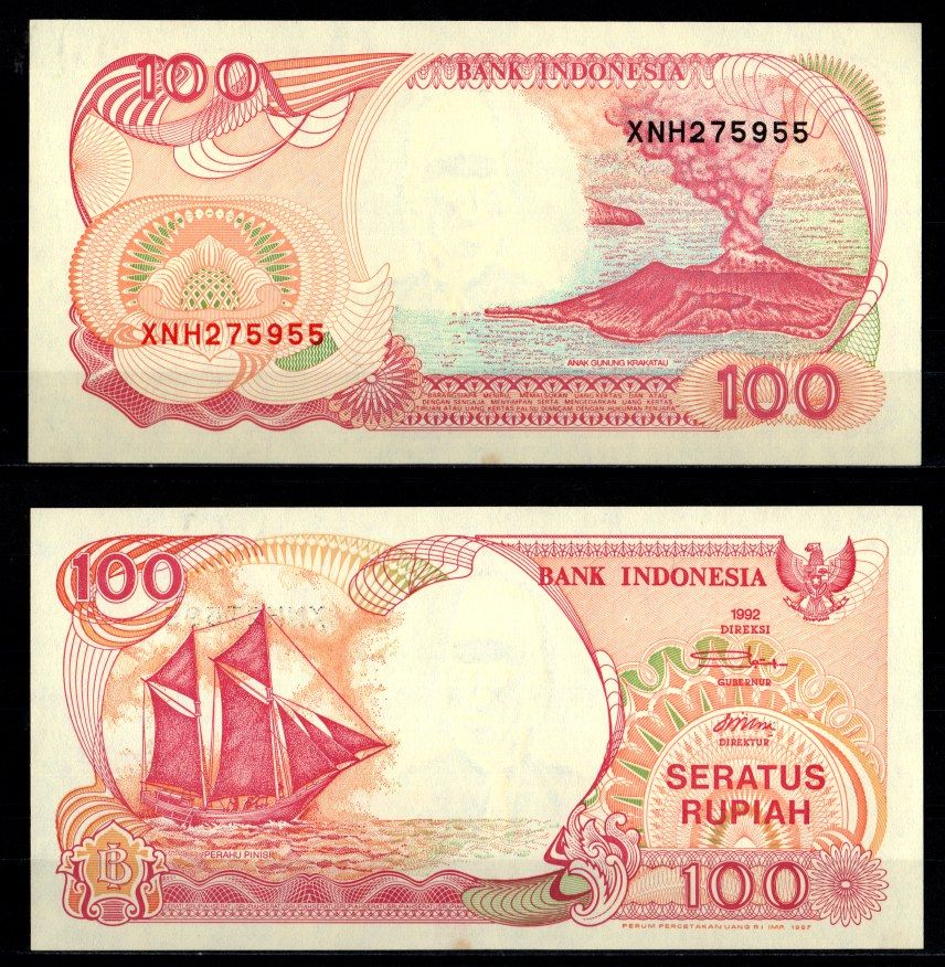 Индонезия 100 рупий 1992 / 1997 Pick 127 f бумага UNC (пресс) 7485-25-2-1