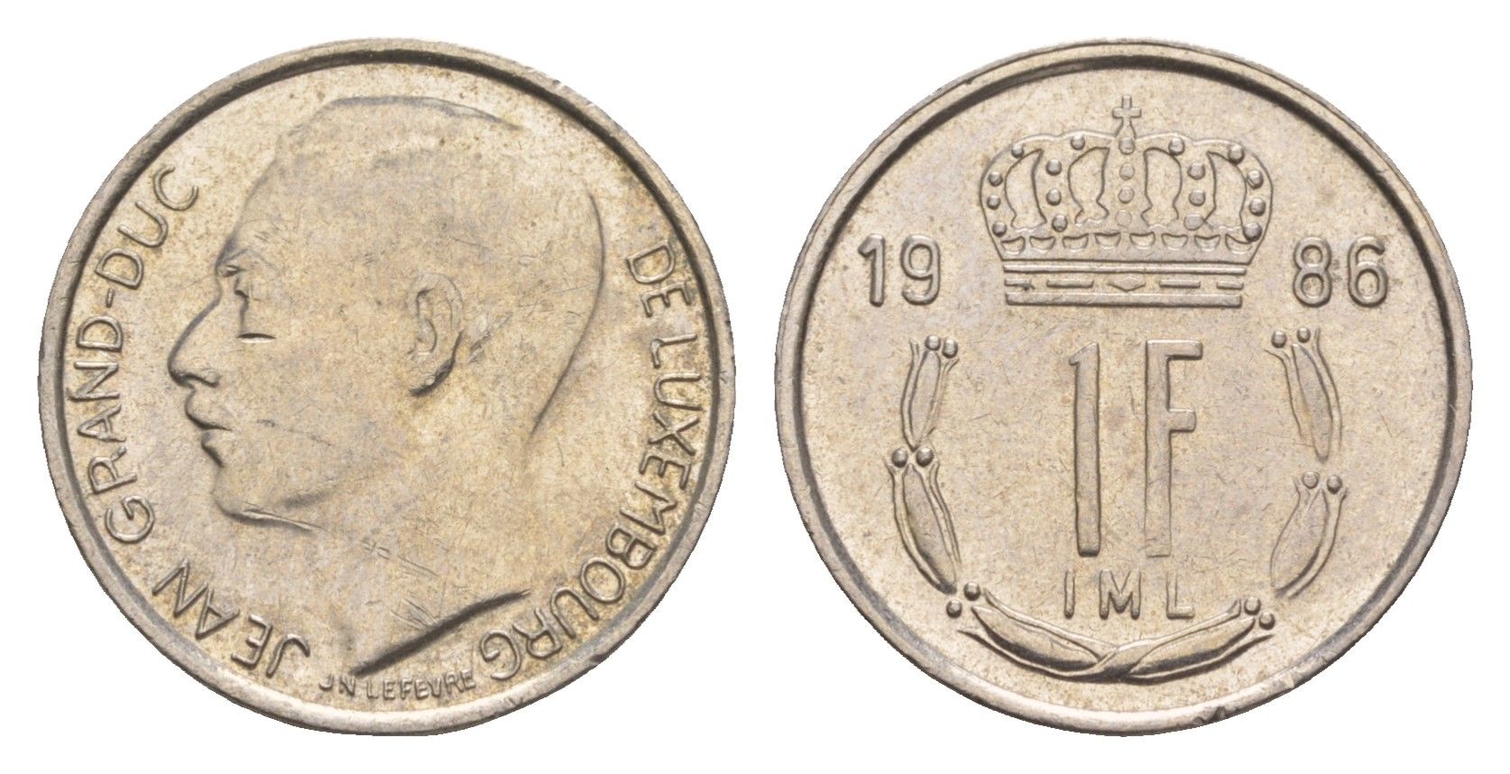 Люксембург 1 франк 1986 Герцог Жан (1964-1999) KM 59 медно-никель 4655-832