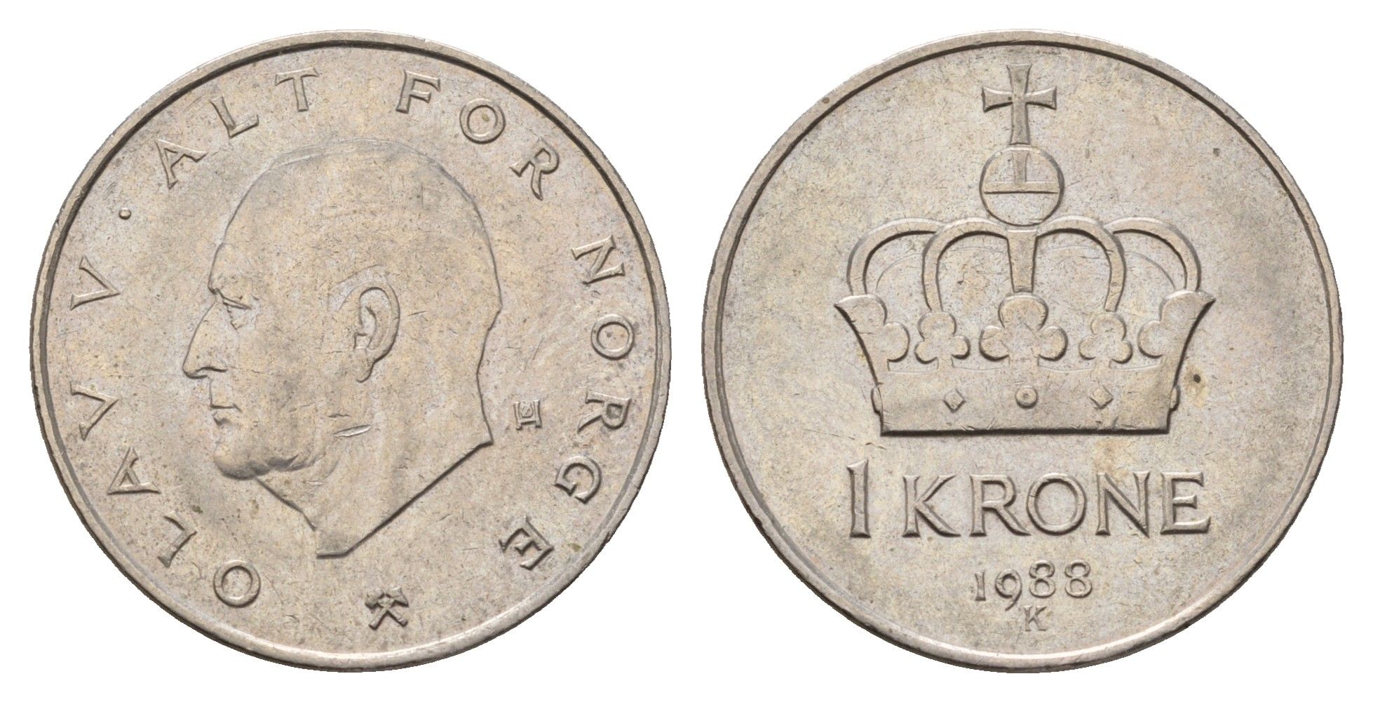 Норвегия 1 крона 1988 Улаф V (1957-1991) KM 419 медно-никель 190-937