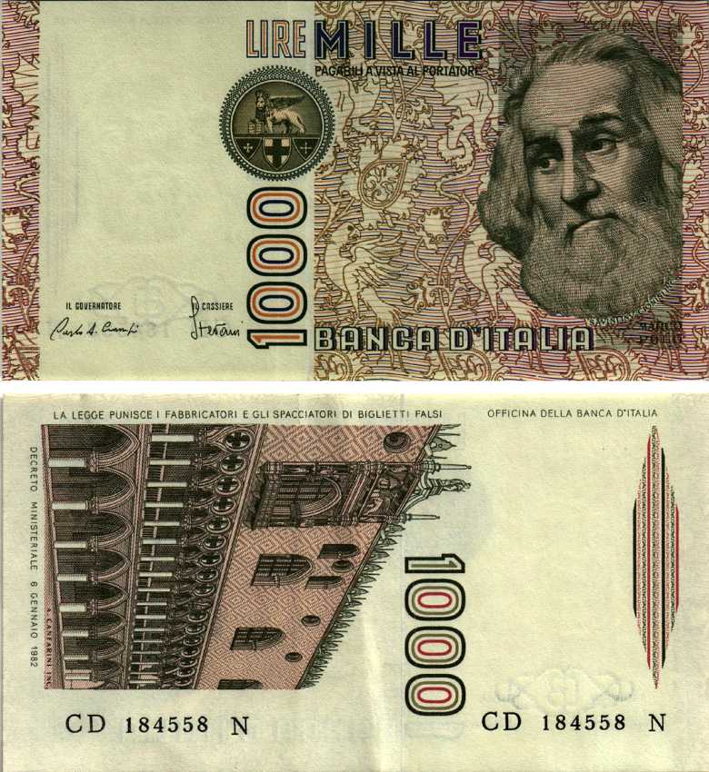 Италия 1000 лир 1982 Дворец дожеи?, Марко Поло Pick 109a 6281-15-2-2