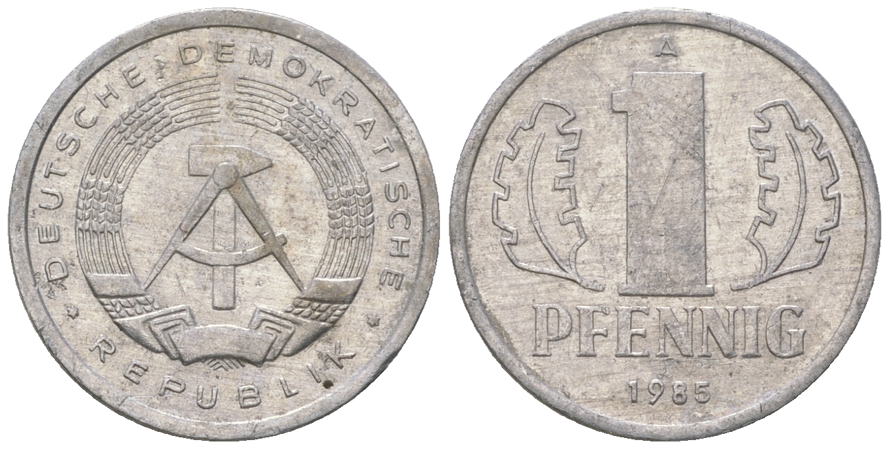 ГДР 1 пфенниг 1985 А KM 8.2 алюминий 4651-131