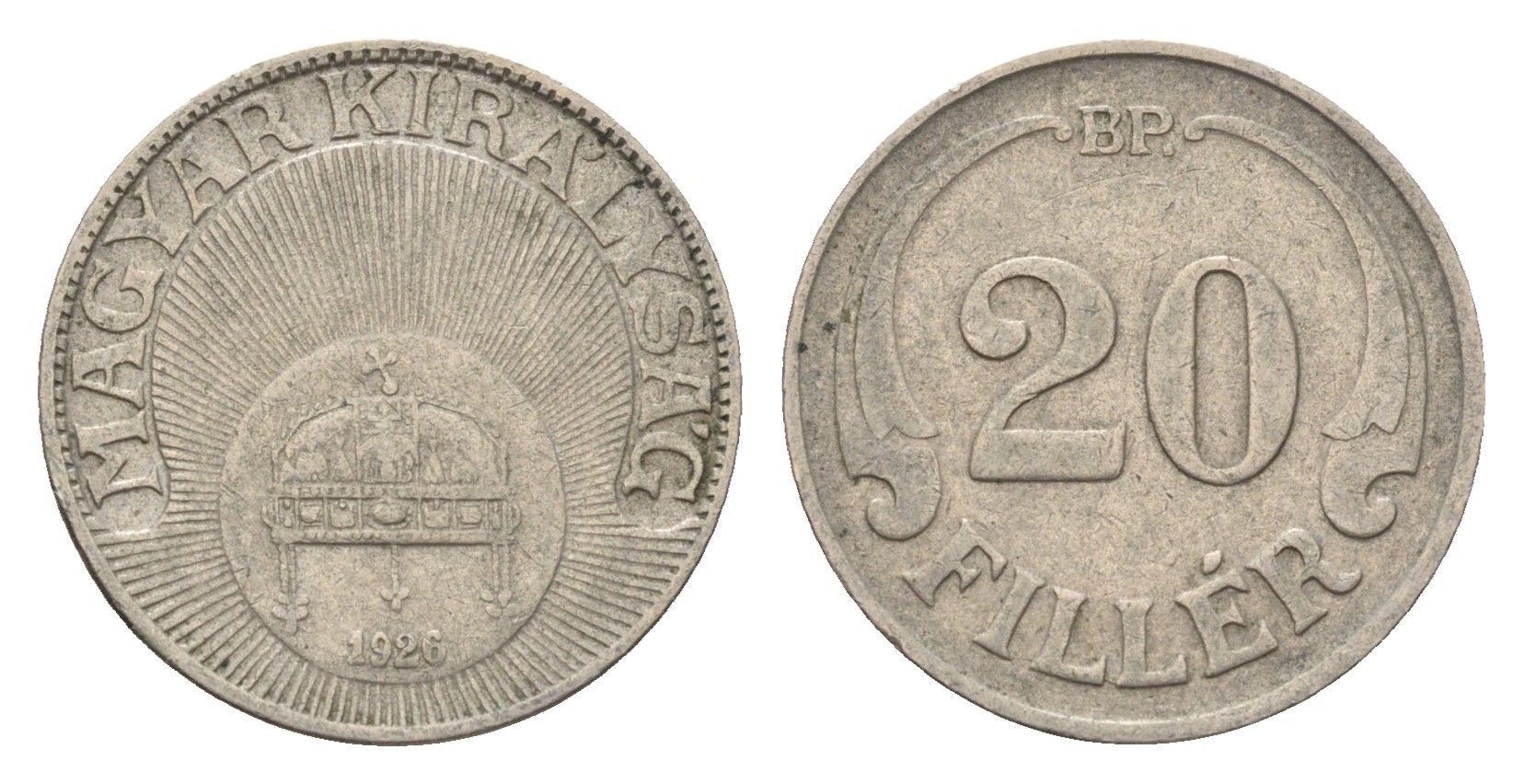 Венгрия 20 филлеров 1926 ВР KM 508 медно-никель 181-1152