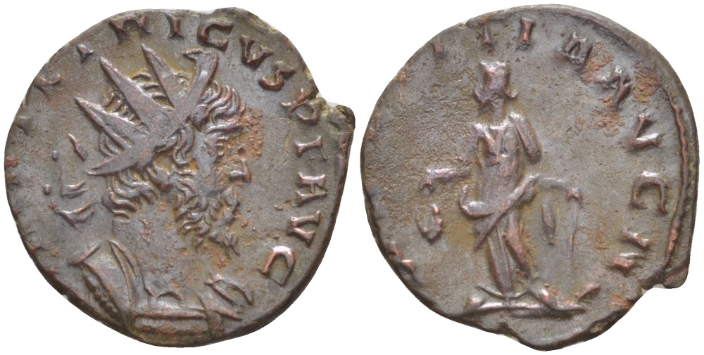 Римская Империя (императоры в Галлии) антониниан 272 - 273 Тетрик I. LAETITIA AVG N, Летиция, персонификация Радости, Колония Агриппины, Good Very fine RIC 90 биллон 1073-13-115