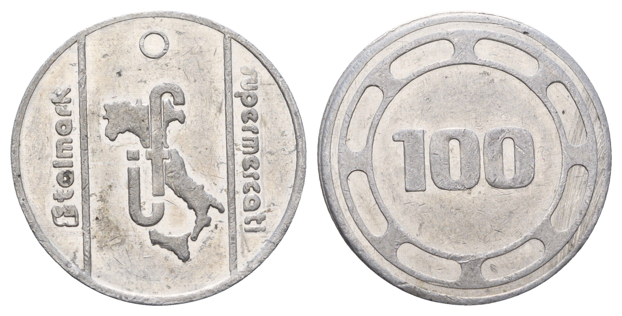 Италия жетон TelMark - в 100 баллов диаметр 32 мм, вес 3,8 гр алюминий 4667-1032