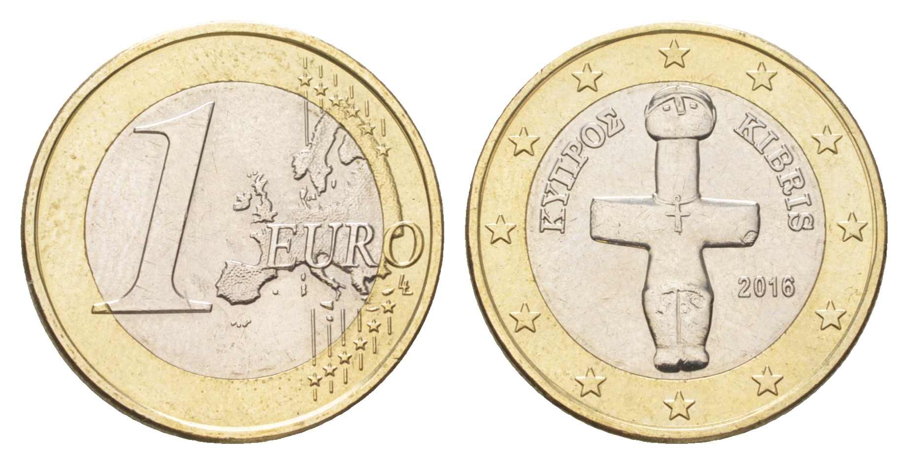 Кипр 1 евро 2016  KM 84 биметалл  aUNC  55-1223