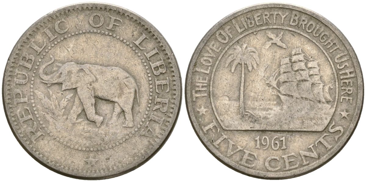 Либерия 5 центов 1961 KM 14 медно-никель 4132-441