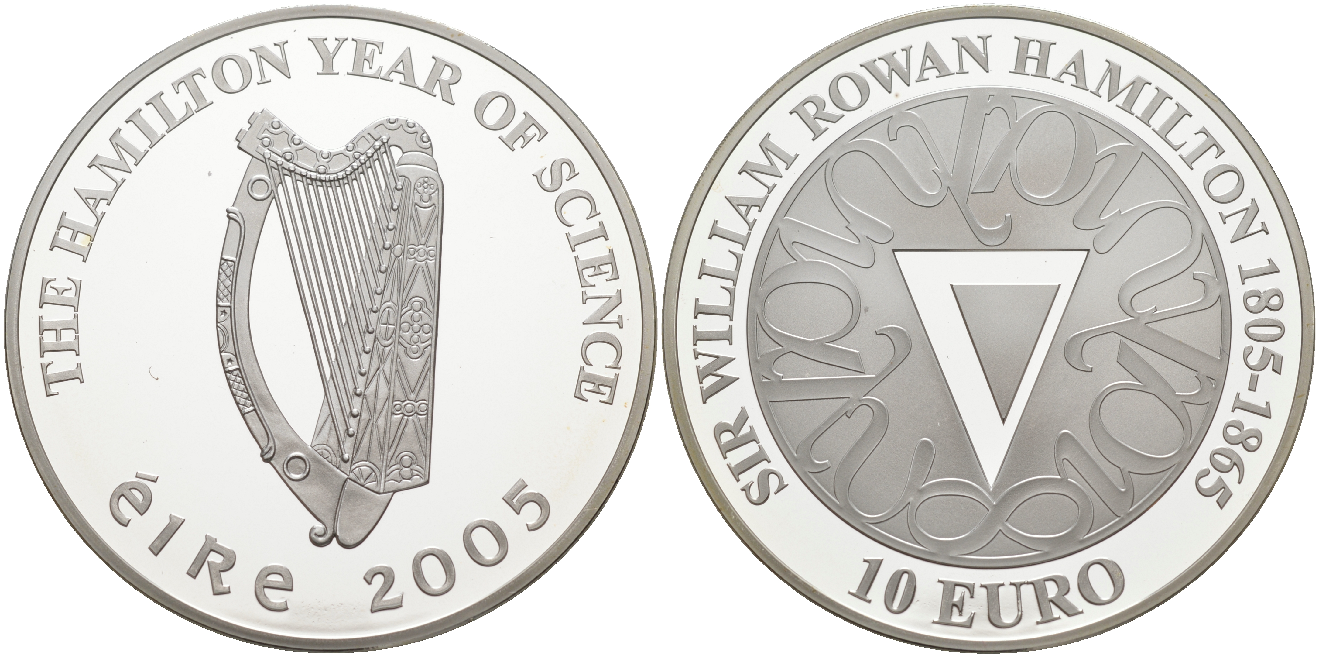 Ирландия 10 евро 2005 сэр Уильям Роуэн Гамильтон KM 44 серебро PROOF 02-115-23