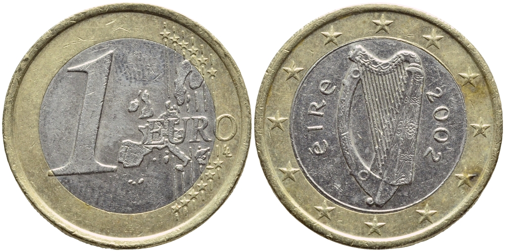 Ирландия 1 евро 2002 KM 38 биметалл 4397-133